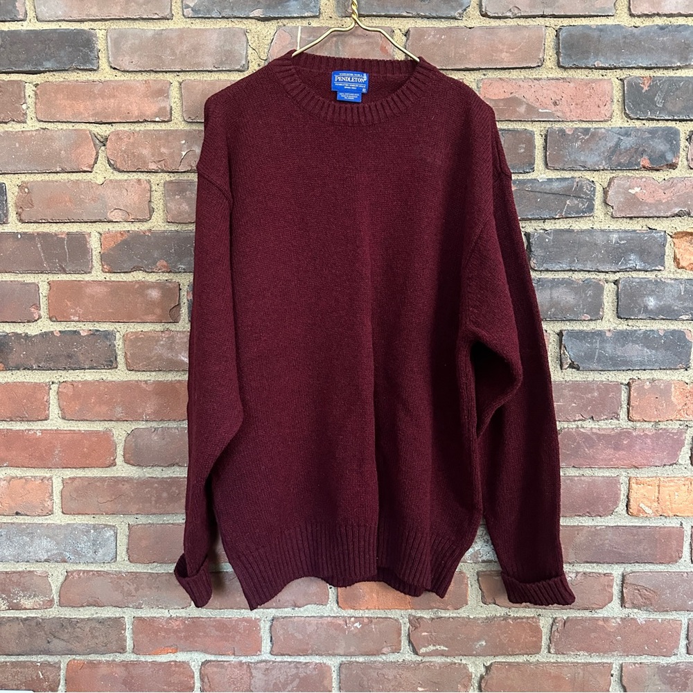 Pendleton | Shetland Wool Crew Neck Sweater Burgu… - image 1